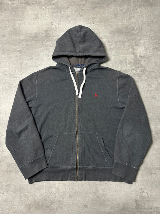 GREY POLO RALPH LAUREN ZIP HOODIE - L/XL