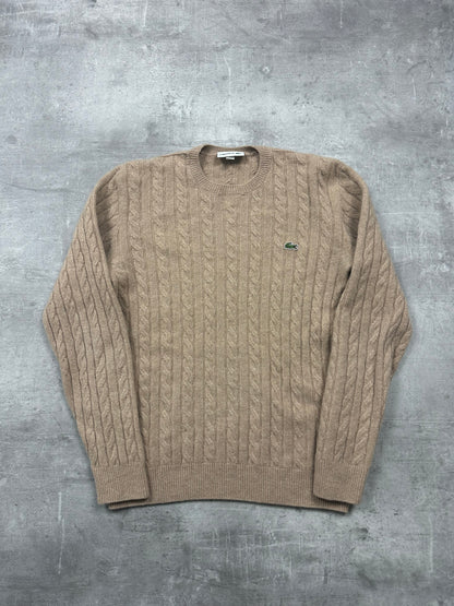 BEIGE LACOSTE WOOL KNIT SWEATER - M/L