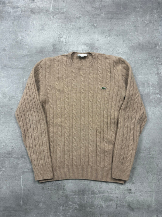 BEIGE LACOSTE WOOL KNIT SWEATER - M/L