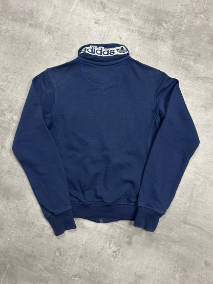NAVY/WHITE VINTAGE ADIDAS FIREBIRD ZIP HOODIE - 2000s - XS