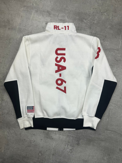 WHITE/RED POLO RALPH LAUREN ZIP SWEATSHIRT - M/L