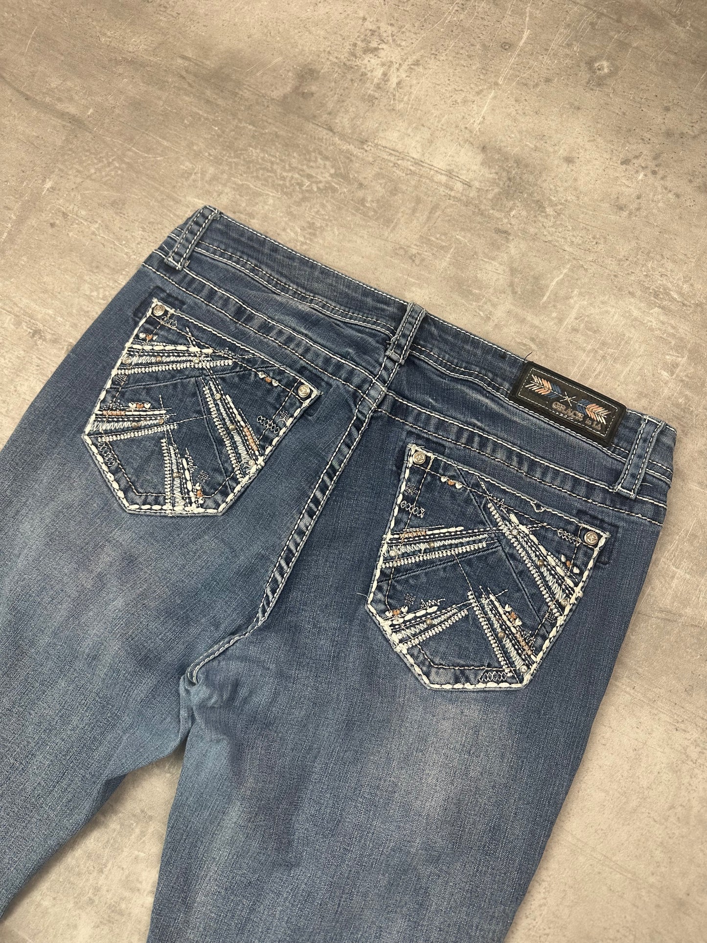 BLUE VINTAGE Y2K MISS ME STYLE BOOTCUT DENIM - 2000s - M