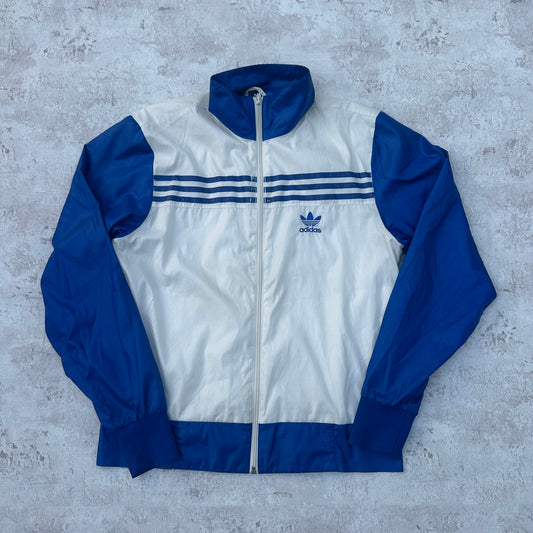 WHITE/BLUE ADIDAS RETRO TRACKJACKET - 2000s - S/M