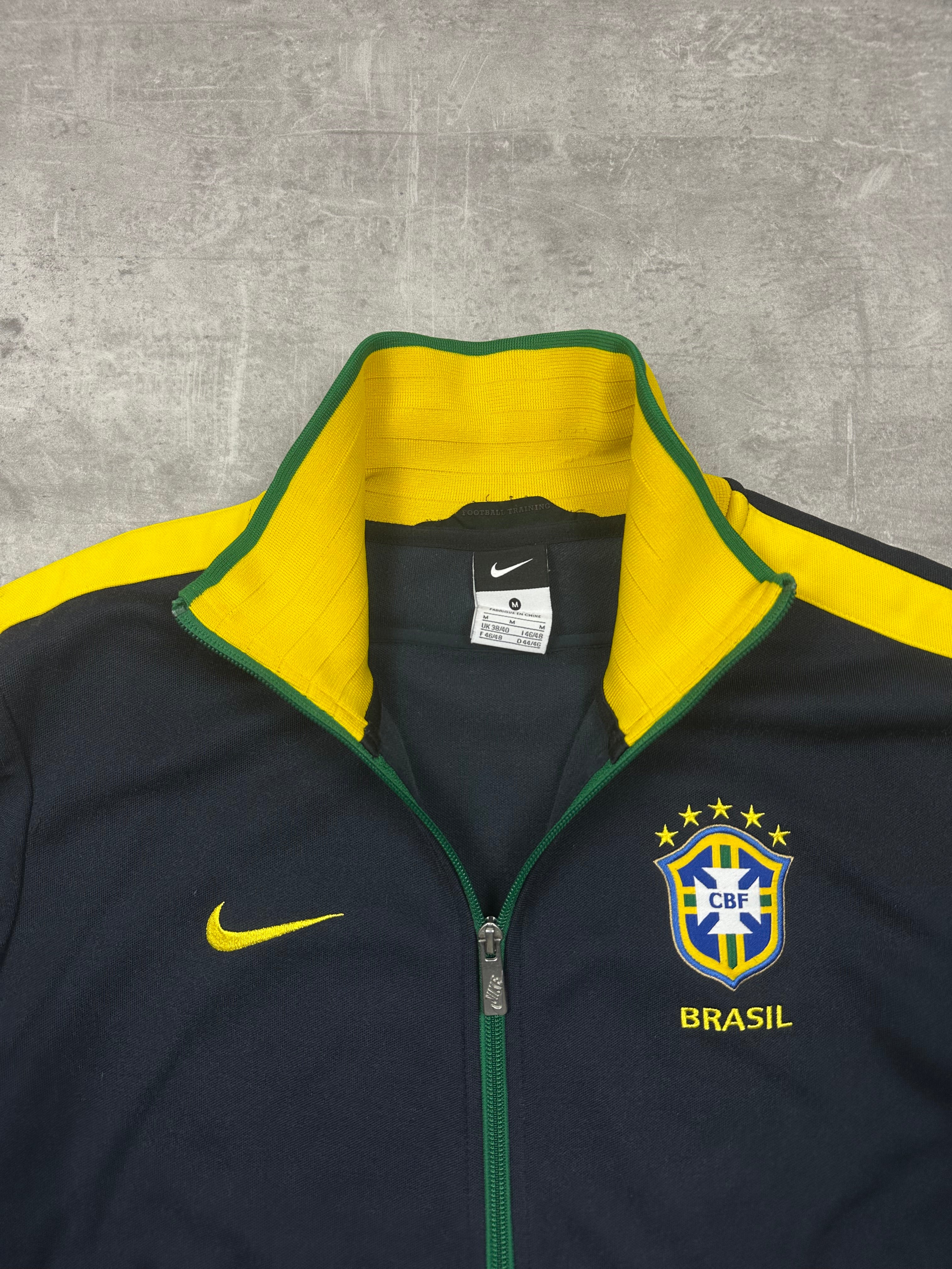 BLACK/YELLOW NIKE BRAZIL TRACK JACKET - 2000s - M/L