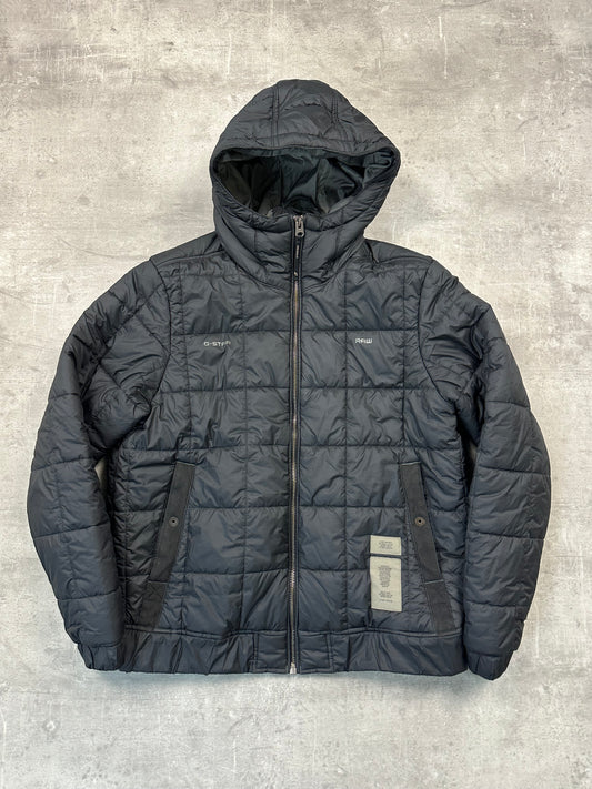 BLACK/GREY VINTAGE G-STAR DOWN PUFFER JACKET - 2000s - L/XL