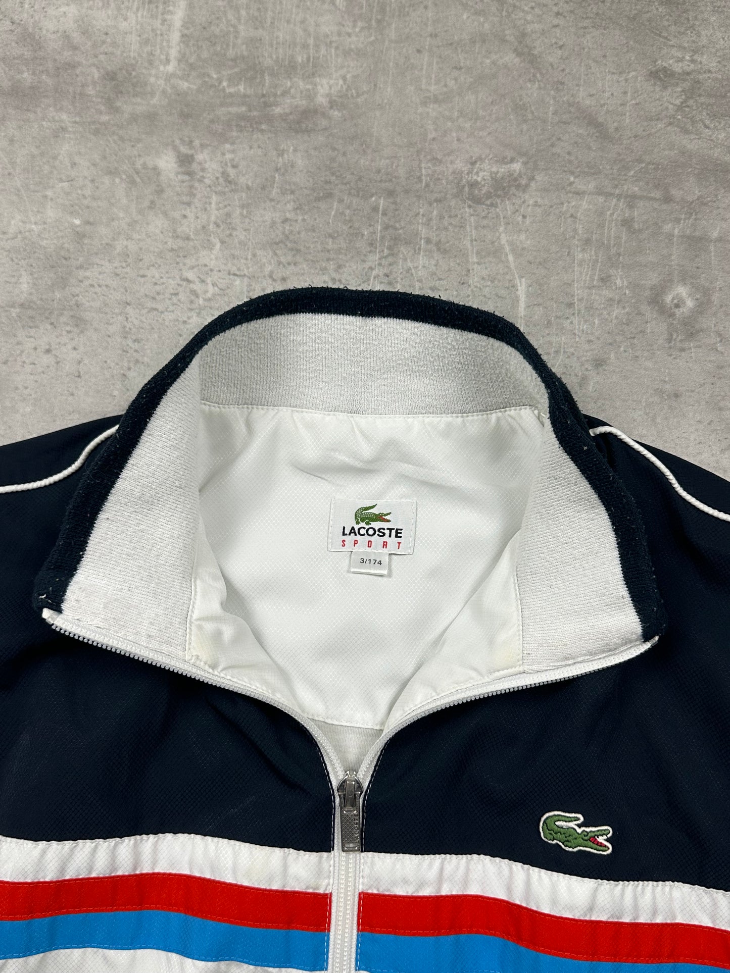 NAVY/WHITE VINTAGE LACOSTE SPORT TRACKJACKET - 2000s - M/L