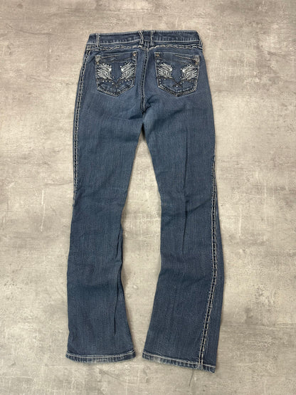 BLUE VINTAGE Y2K MISS ME STYLE BOOTCUT DENIM - 2000s - S