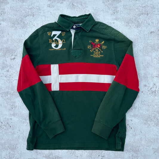 GREEN/RED POLO RALPH LAUREN DENMARK LONGSLEEVE - M