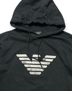 BLACK ARMANI BIG LOGO HOODIE