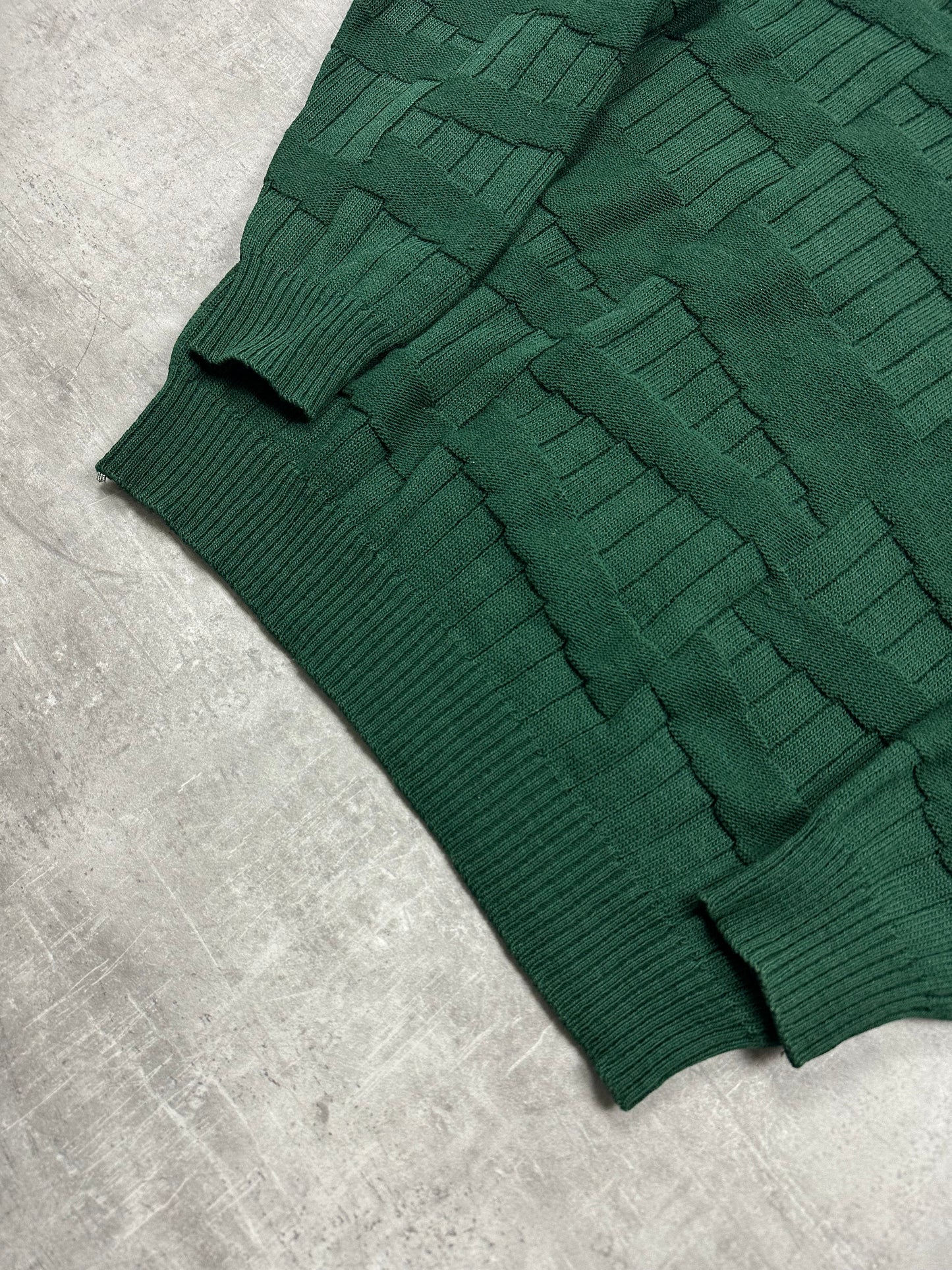 GREEN LACOSTE CABLE KNIT SWEATER - 2000s - L/XL