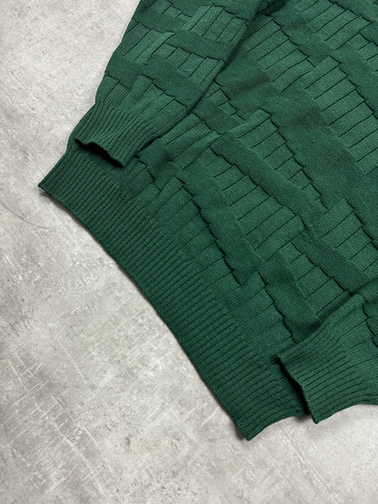 GREEN LACOSTE CABLE KNIT SWEATER - 2000s - L/XL