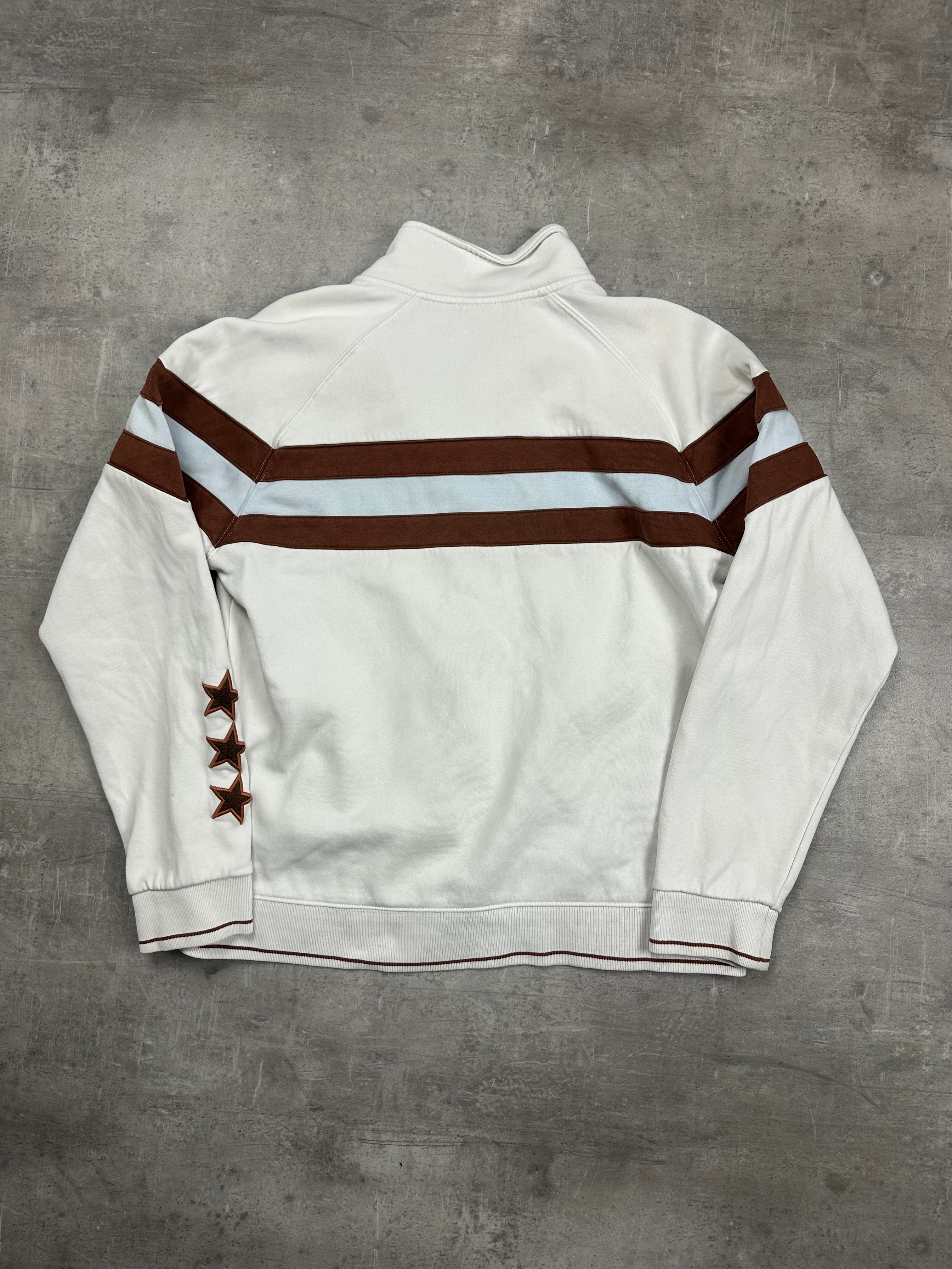 WHITE/BROWN VINTAGE NIKE CORTEZ72 ZIP SWEATSHIRT - 2000s - M/L