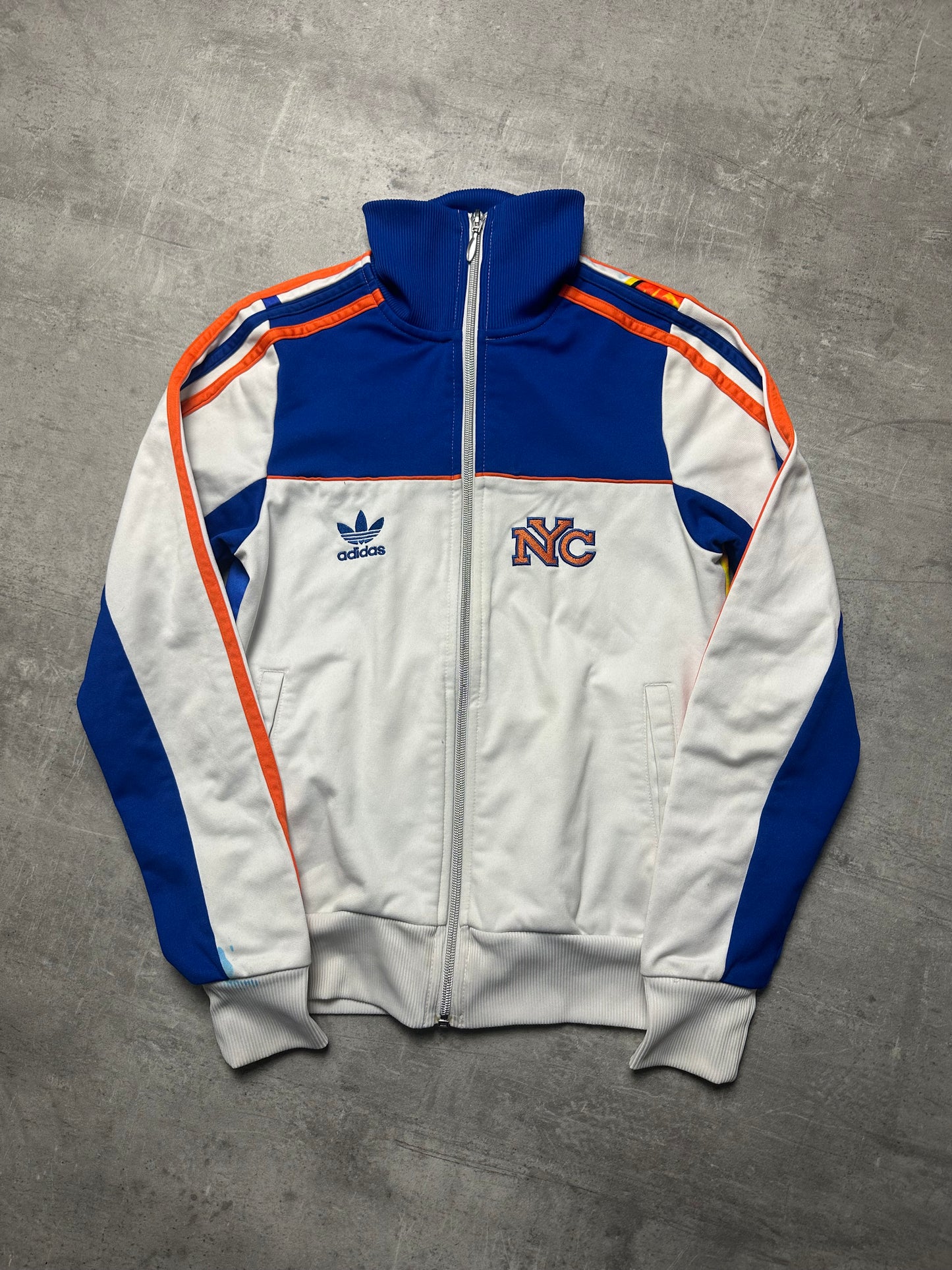 WHITE/BLUE VINTAGE ADIDAS NEW YORK TRACKJACKET RARE (W) - 2000s - XS/S