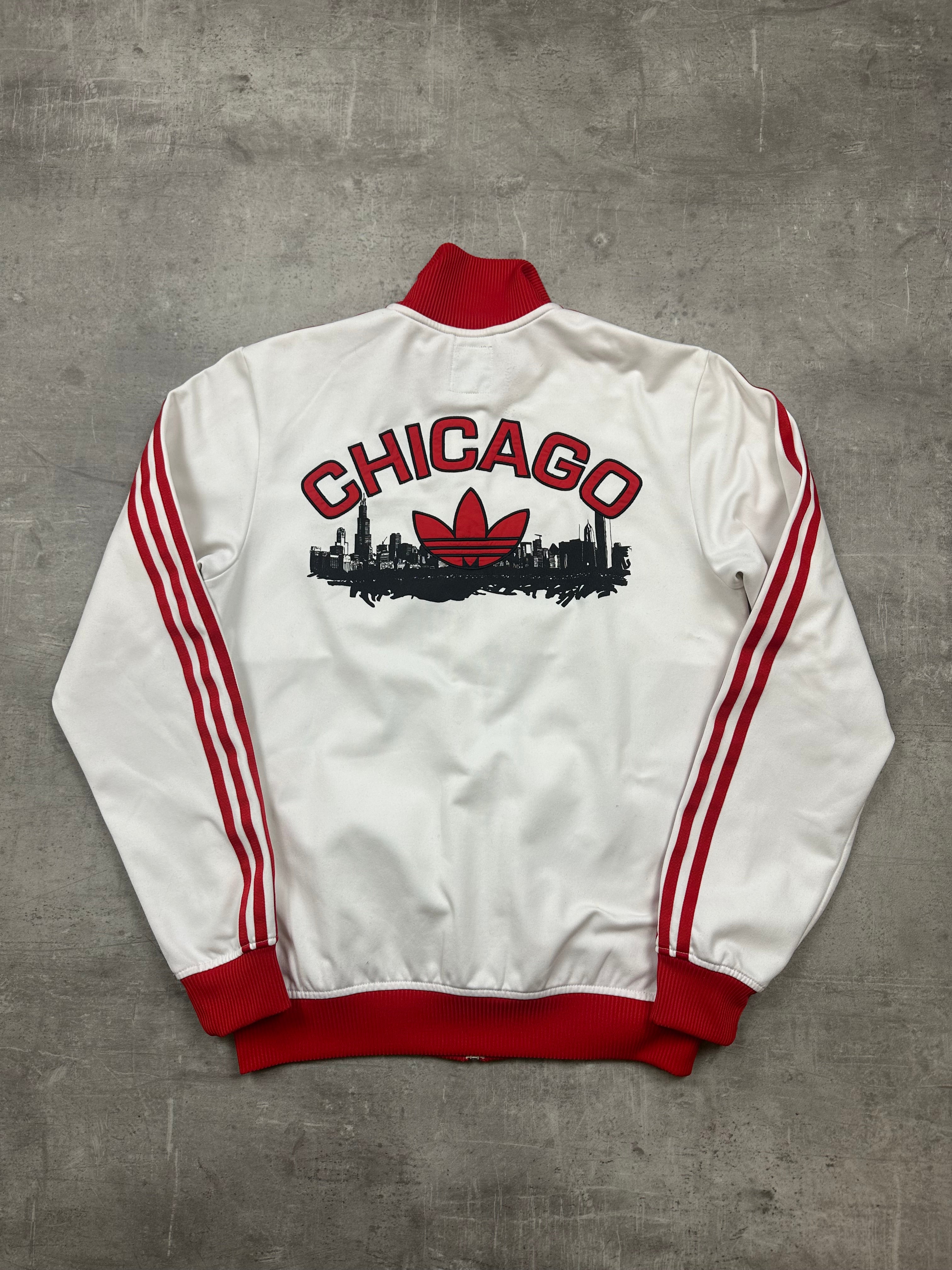 WHITE/RED VINTAGE ADIDAS FIREBIRD CHICAGO TRACK JACKET RARE - 2000s S/M