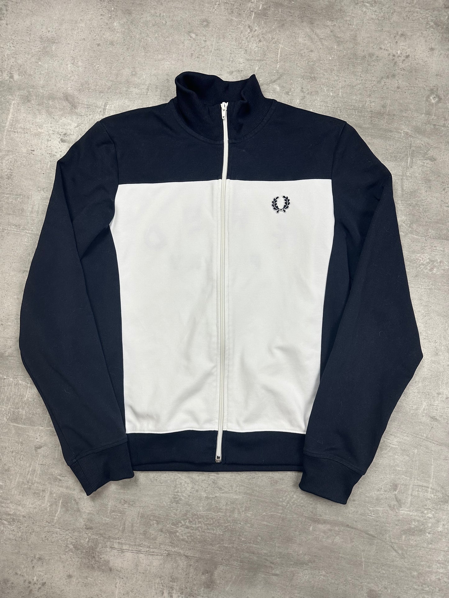 NAVY/WHITE FRED PERRY ZIP TRACKJACKET - M
