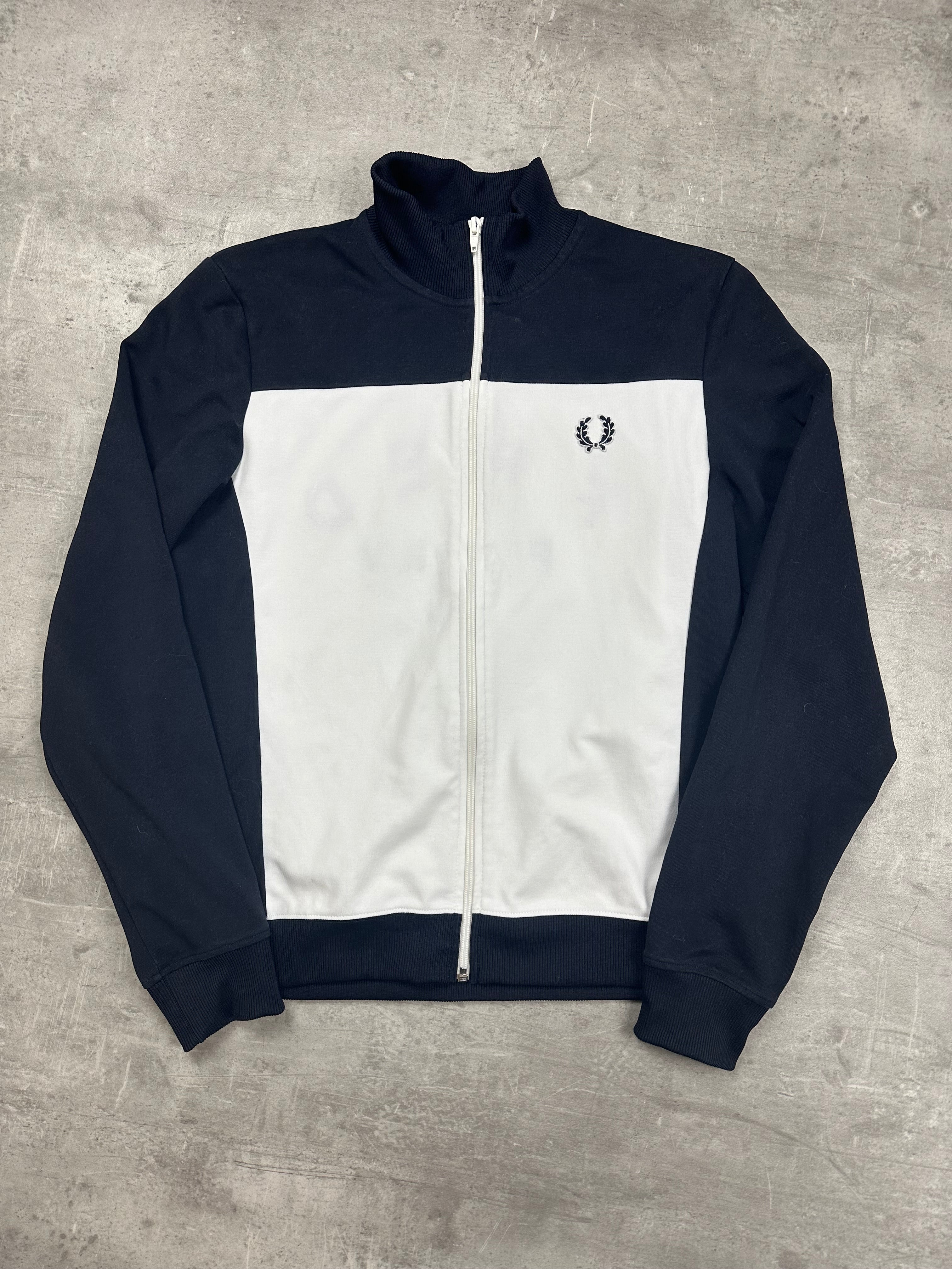 NAVY/WHITE FRED PERRY ZIP TRACK JACKET - M