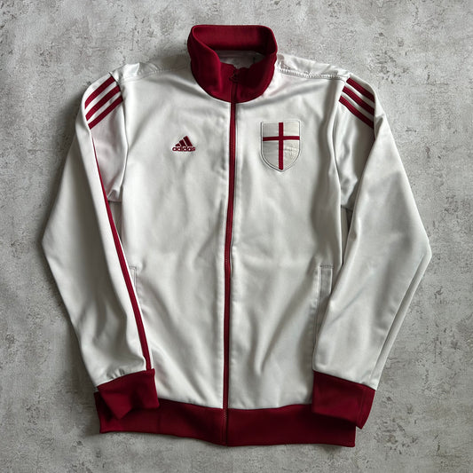WHITE/RED ADIDAS ENGLAND TRACKJACKET - 2000s - S/M
