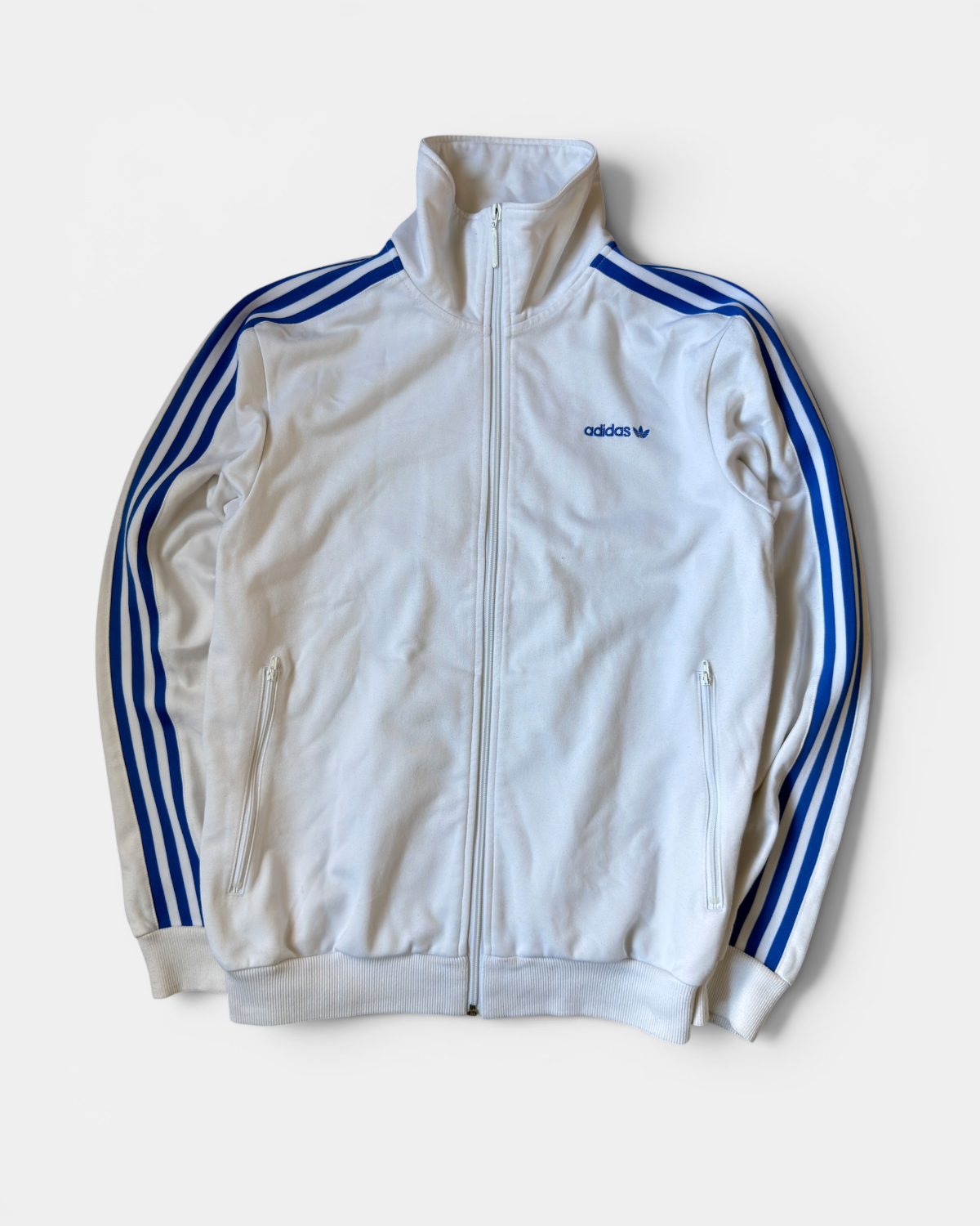 WHITE/BLUE VINTAGE ADIDAS RETRO FIREBIRD BECKENBAUER TRACKJACKET