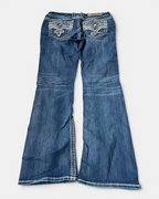 BLUE VINTAGE ROCK REVIVAL EMBROIDERY BOOTCUT DENIM JEANS