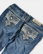 BLUE VINTAGE ROCK REVIVAL EMBROIDERY BOOTCUT DENIM JEANS