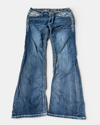 BLUE VINTAGE ROCK REVIVAL EMBROIDERY BOOTCUT DENIM JEANS
