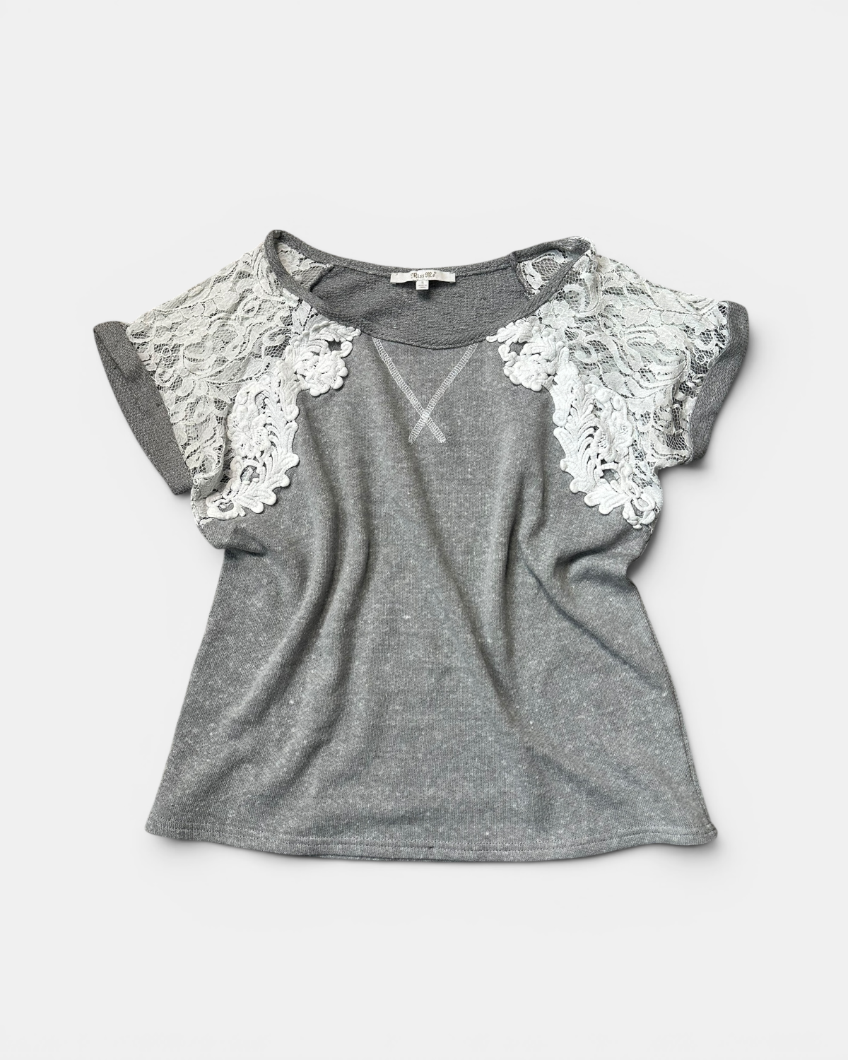 GREY/WHITE VINTAGE MISS ME TOP