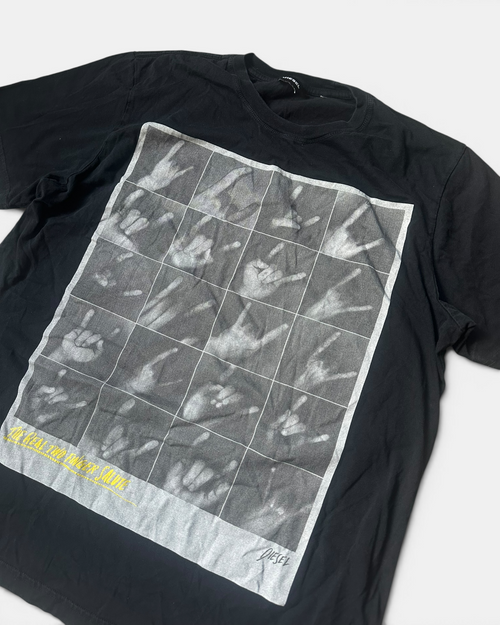 BLACK DIESEL CROSS FINGERS T-SHIRT