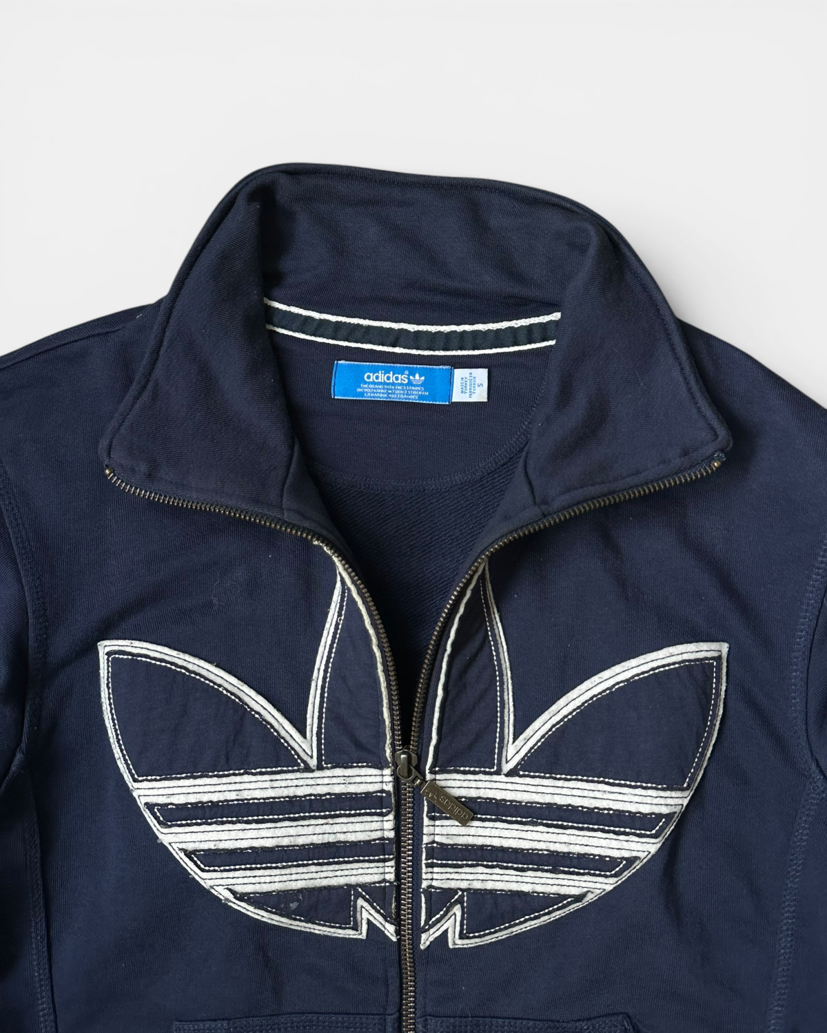 NAVY/WHITE ADIDAS RETRO FIREBIRD ZIP SWEATSHIRT