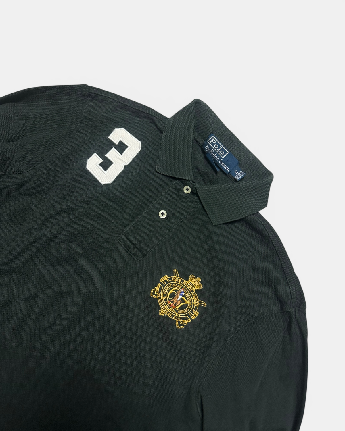 BLACK/WHITE POLO RALPH LAUREN BIG PONY LONGSLEEVE