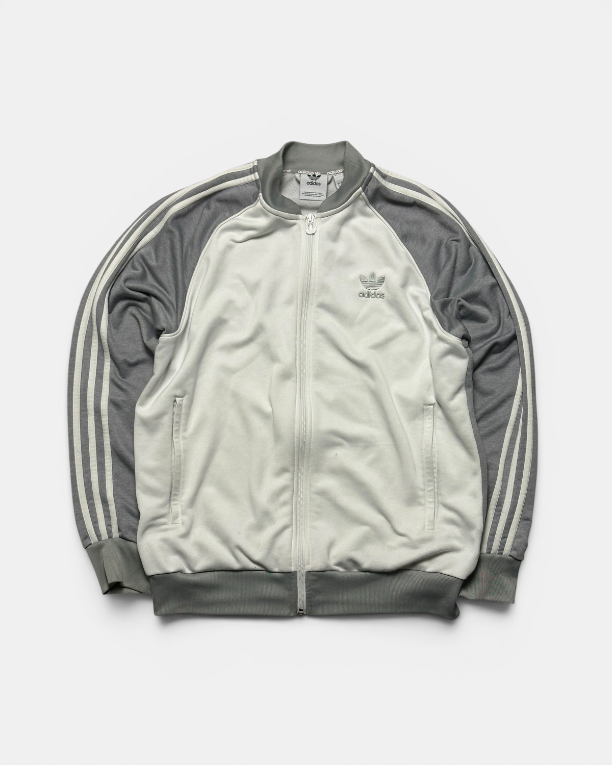 WHITE/GREY VINTAGE ADIDAS RETRO FIREBIRD TRACKJACKET