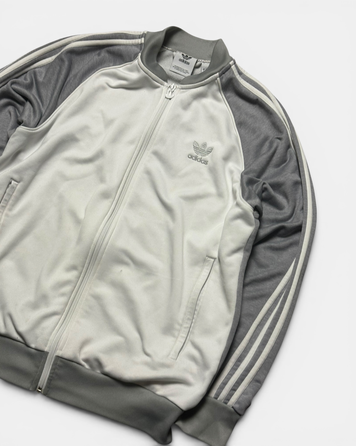 WHITE/GREY VINTAGE ADIDAS RETRO FIREBIRD TRACKJACKET