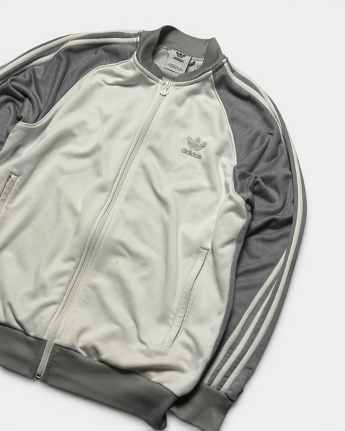 WHITE/GREY VINTAGE ADIDAS RETRO FIREBIRD TRACKJACKET