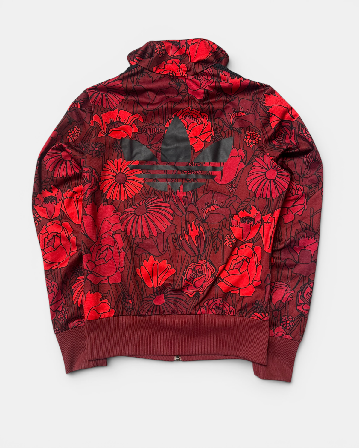 RED/BLACK VINTAGE ADIDAS RETRO FIREBIRD FLOWERS TRACKJACKET