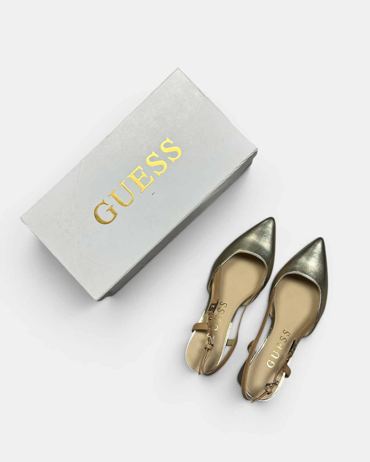 VINTAGE GUESS GOLD SLIPBACKS HEELS (W)