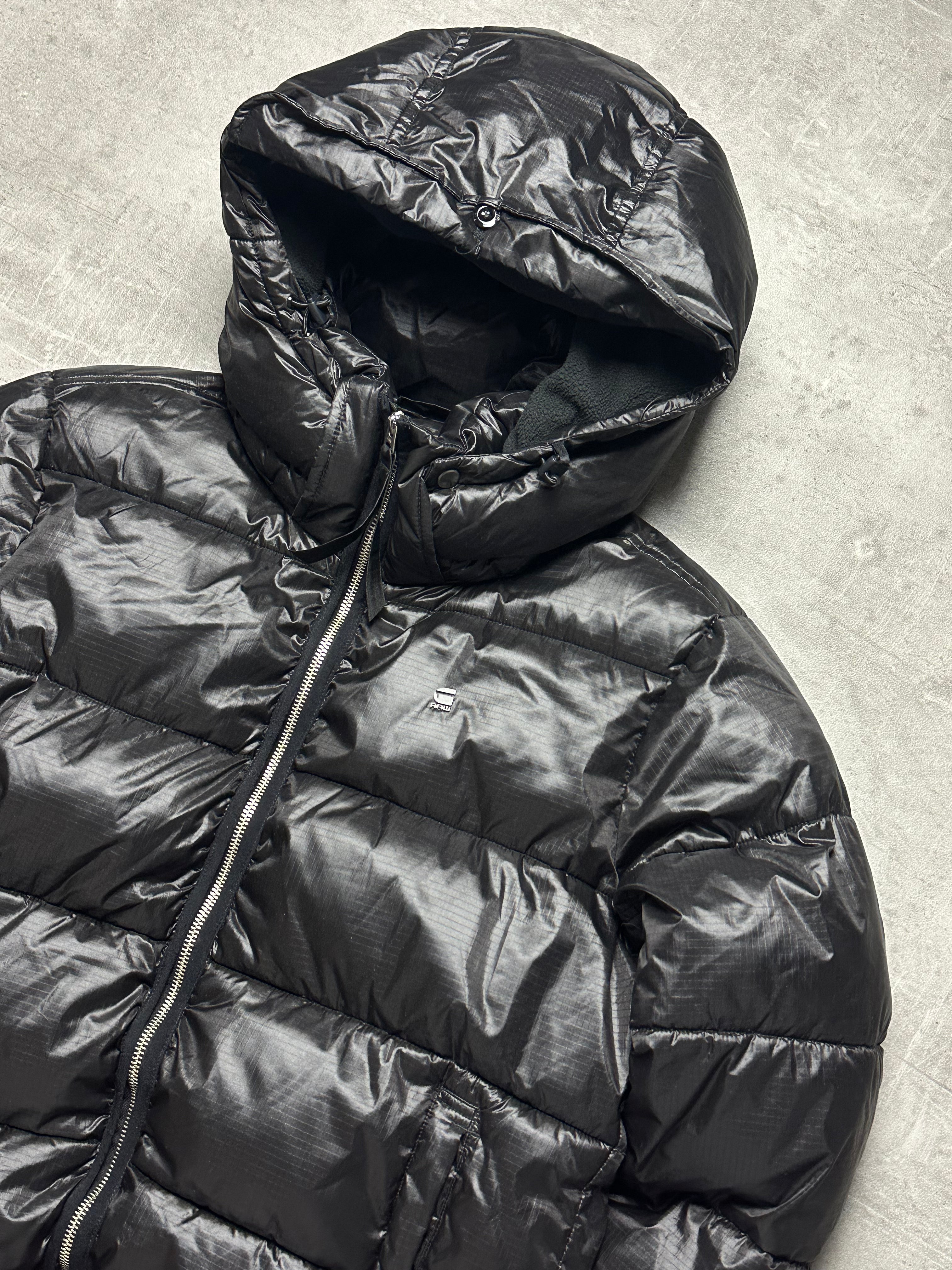 BLACK VINTAGE G-STAR RAW SHINY PUFFER JACKET - L