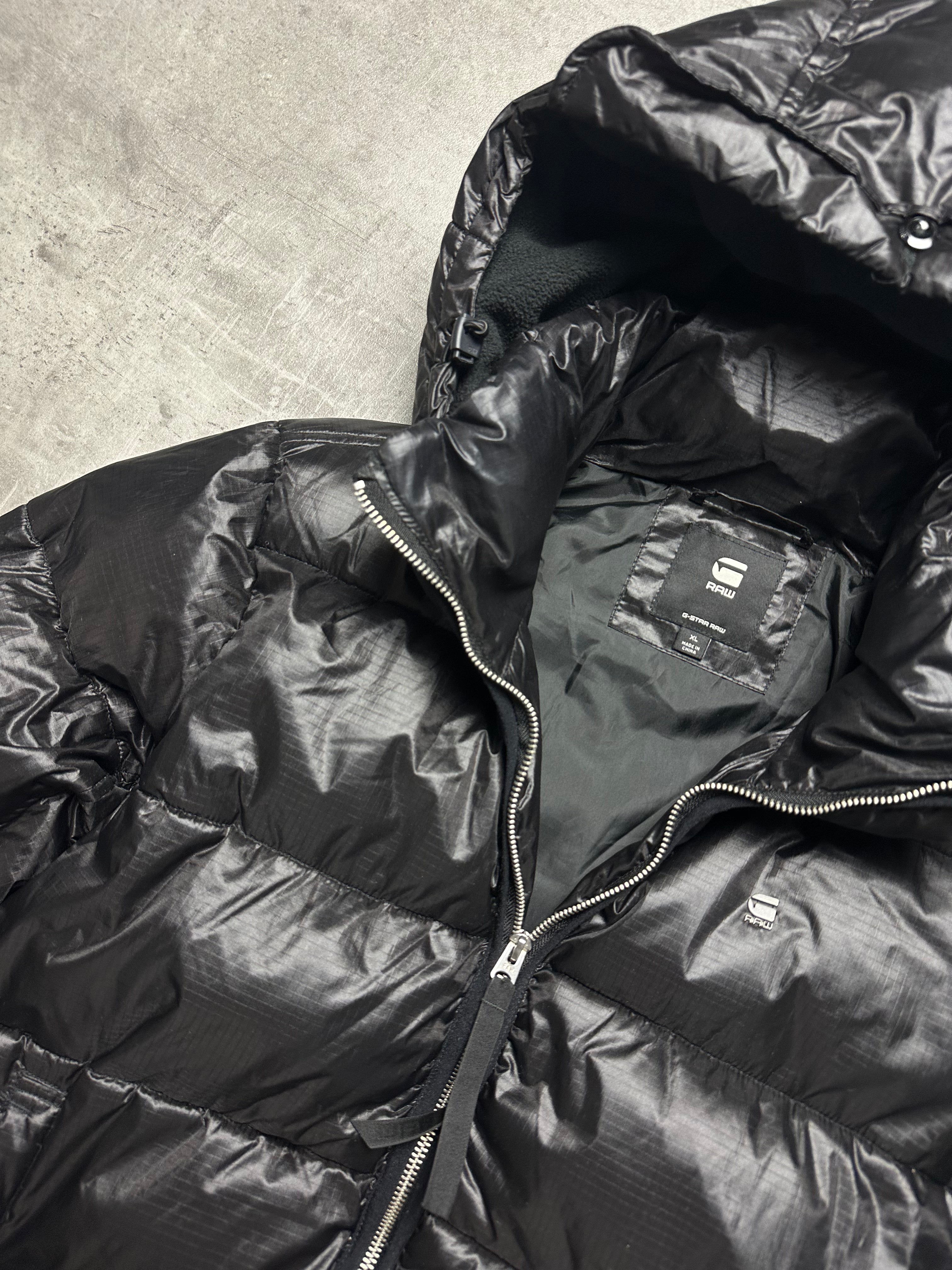 BLACK VINTAGE G-STAR RAW SHINY PUFFER JACKET - L
