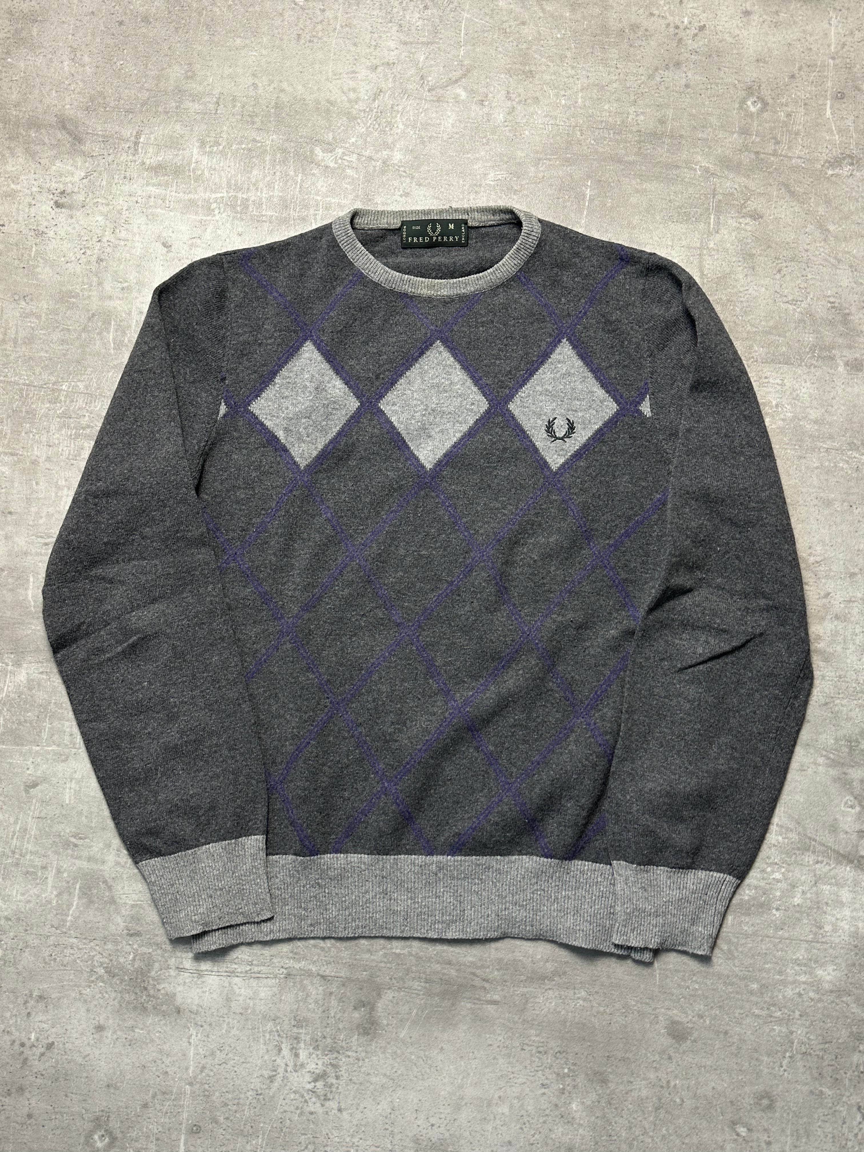 GREY FRED PERRY KNIT PULLOVER - M