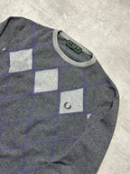 GREY FRED PERRY KNIT PULLOVER - M