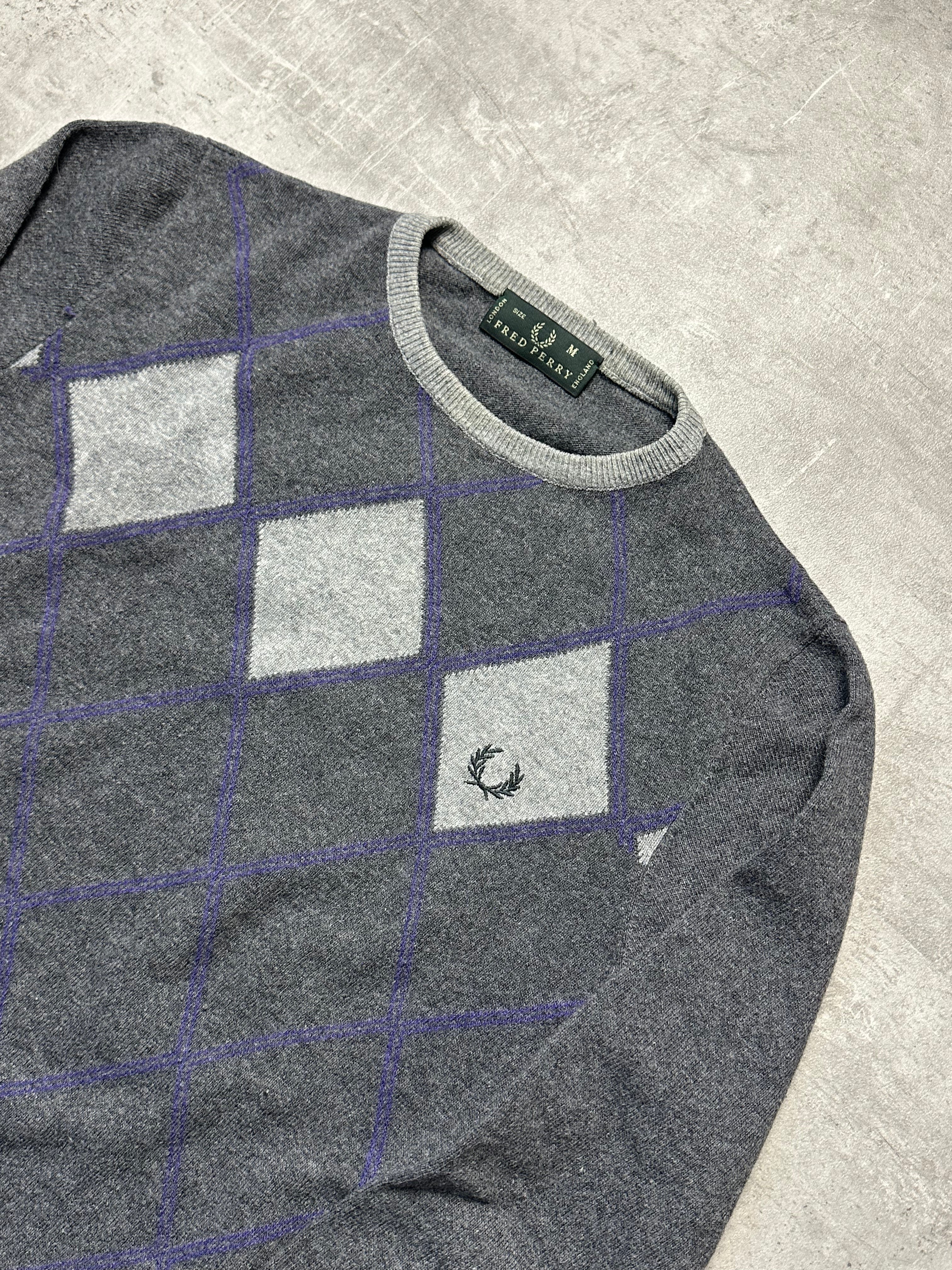 GREY FRED PERRY KNIT PULLOVER - M