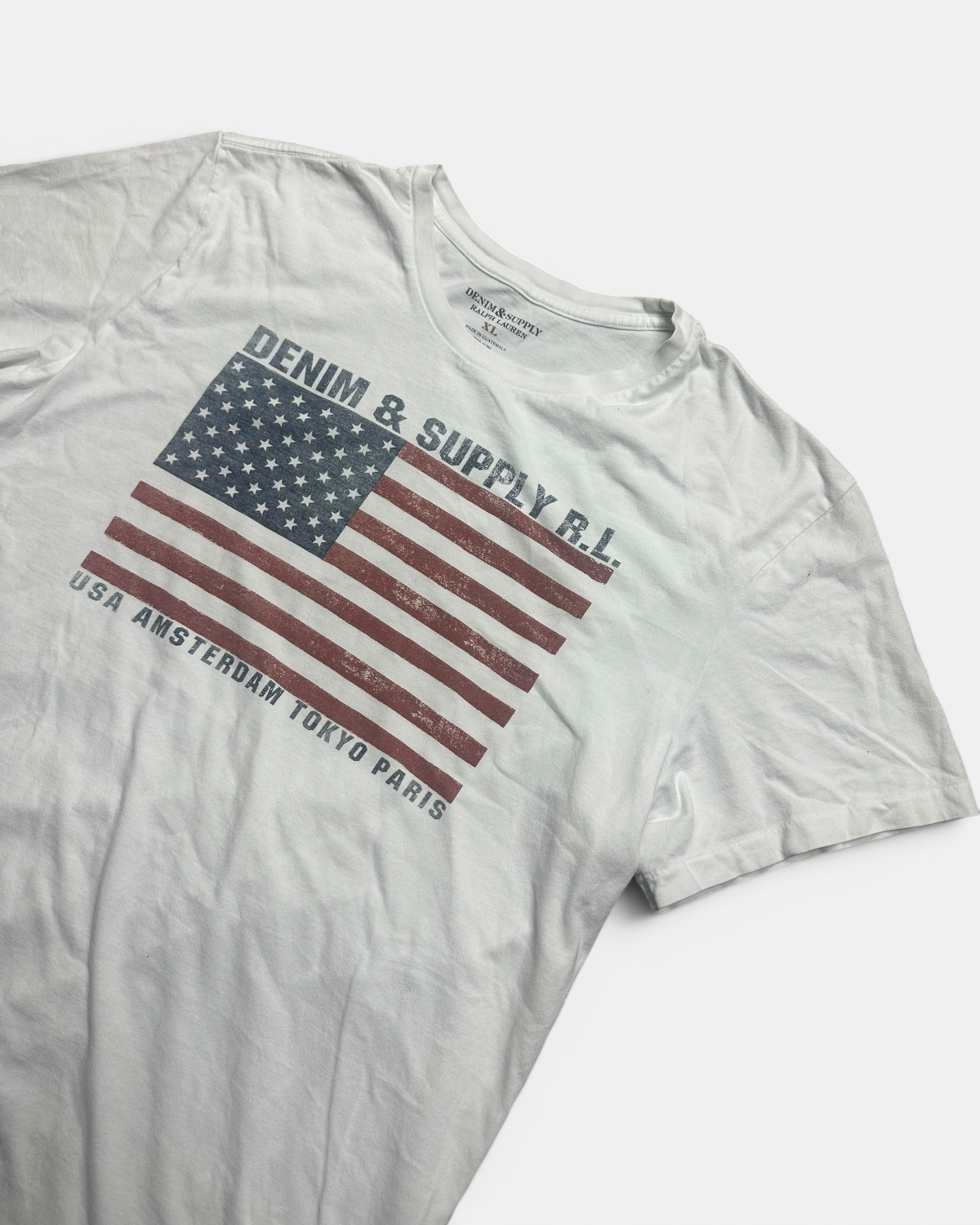 WHITE VINTAGE RALPH LAUREN DENIM & SUPPLY USA T-SHIRT