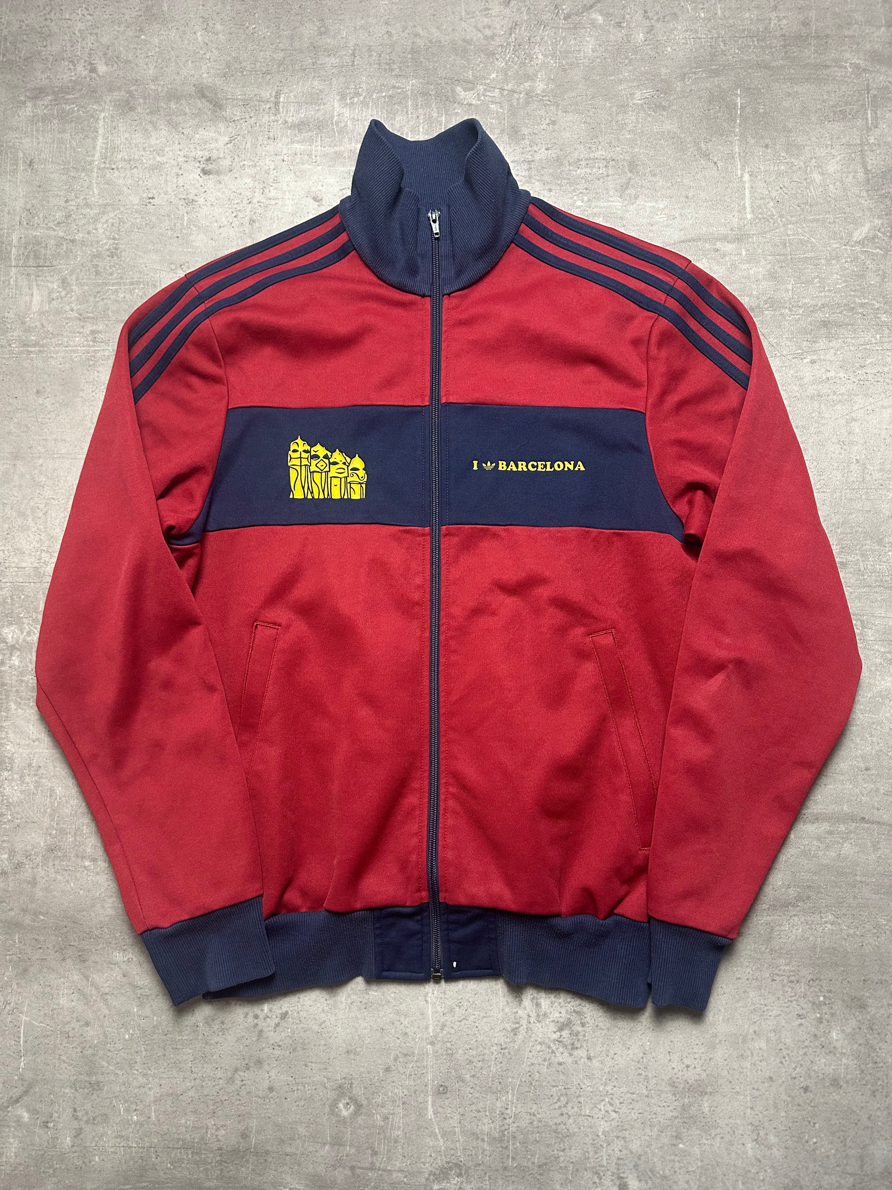 RED/NAVY VINTAGE ADIDAS RETRO BARCELONA TRACKJACKET VERY RARE - 2000s - L