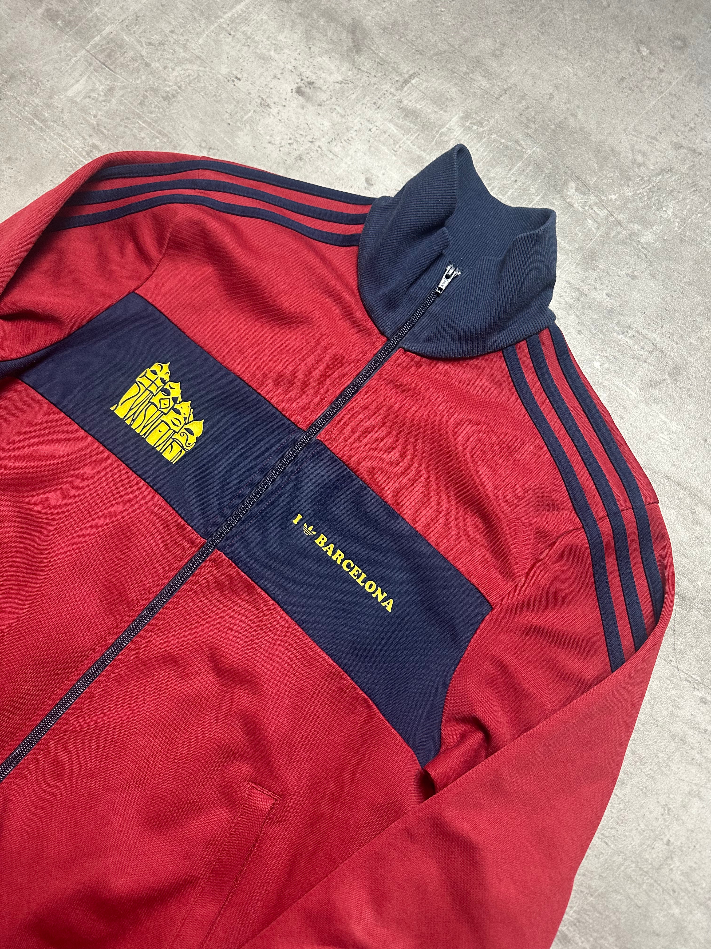 RED/NAVY VINTAGE ADIDAS RETRO BARCELONA TRACKJACKET VERY RARE - 2000s - L