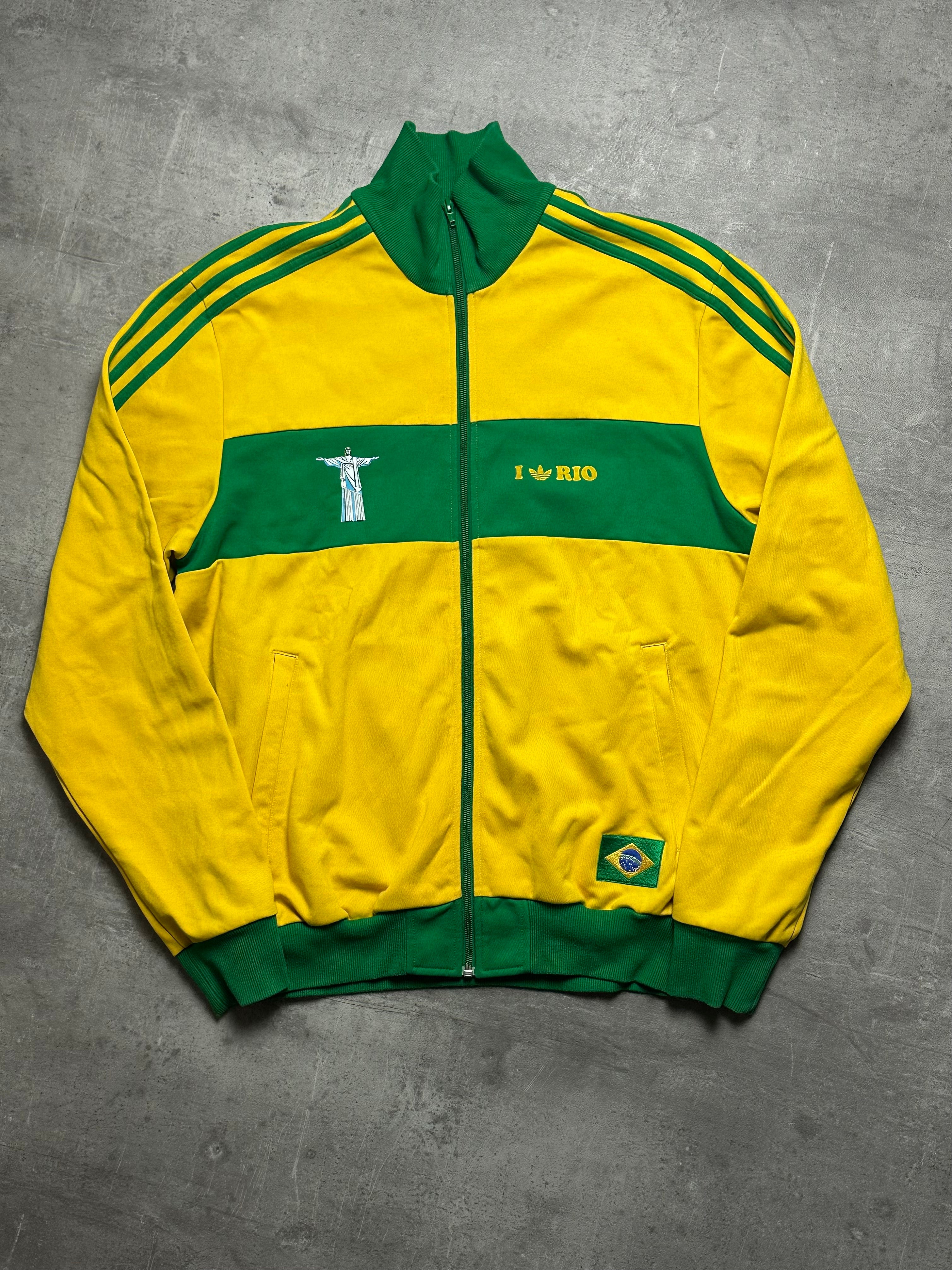 YELLOW/GREEN VINTAGE ADIDAS RIO DE JANEIRO TRACK JACKET VERY RARE - 2000s - L/XL