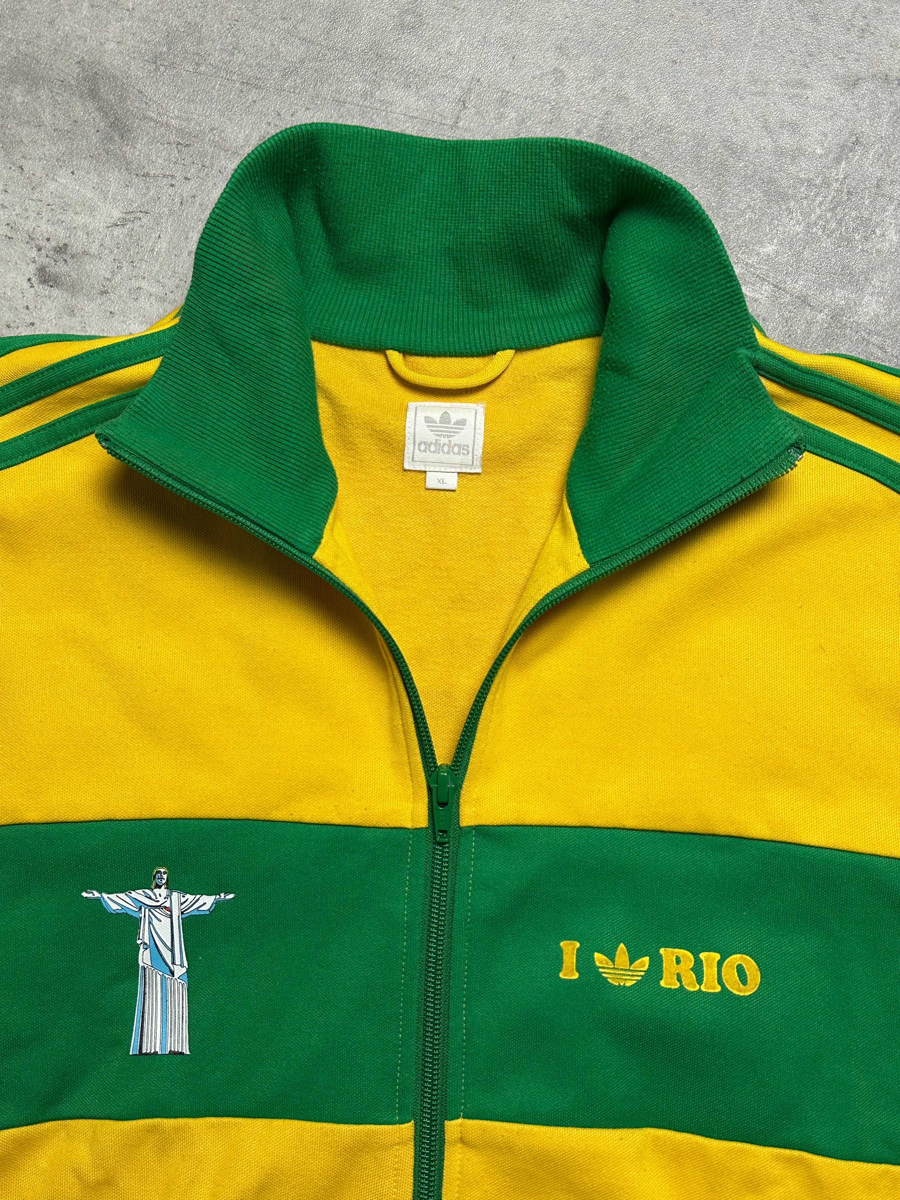 YELLOW/GREEN VINTAGE ADIDAS RIO DE JANEIRO TRACK JACKET VERY RARE - 2000s - L/XL