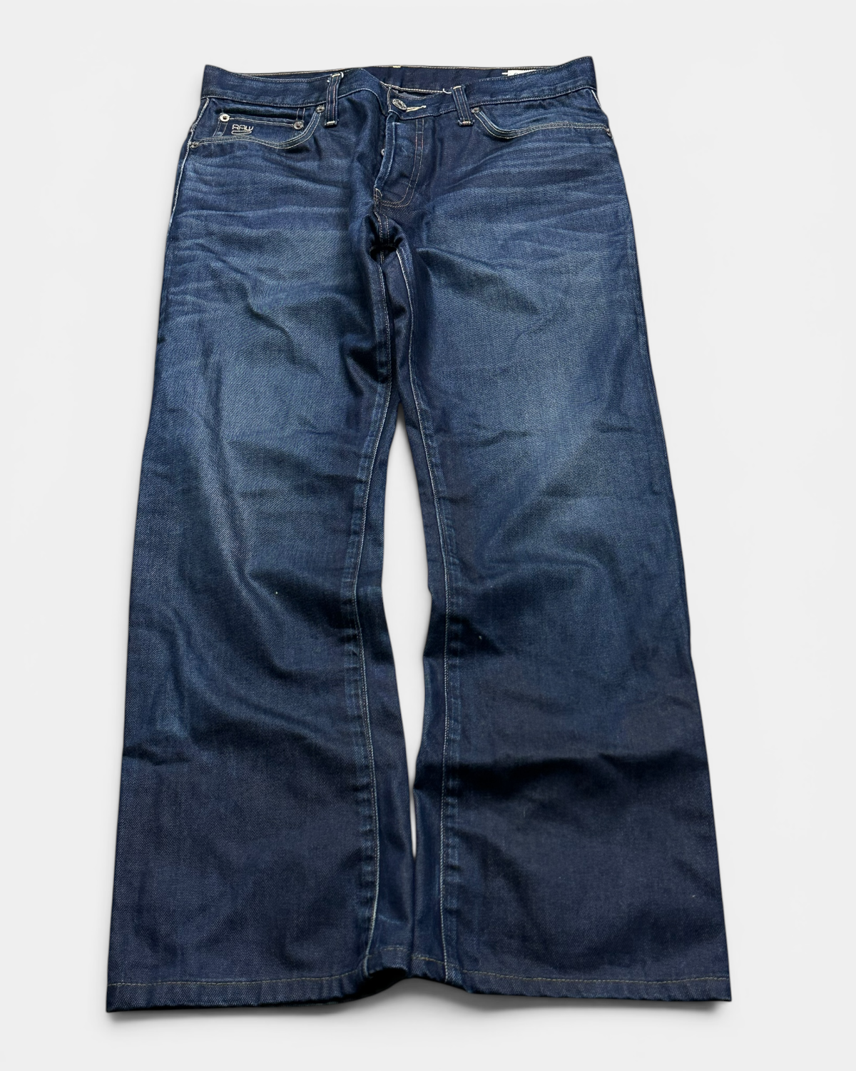 NAVY VINTAGE G-STAR RAW SELVEDGE STRAIGHT BOOTCUT DENIM JEANS