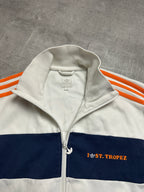 WHITE/ORANGE VINTAGE ADIDAS ST. TROPEZ TRACK JACKET RARE - 2000s - M/L