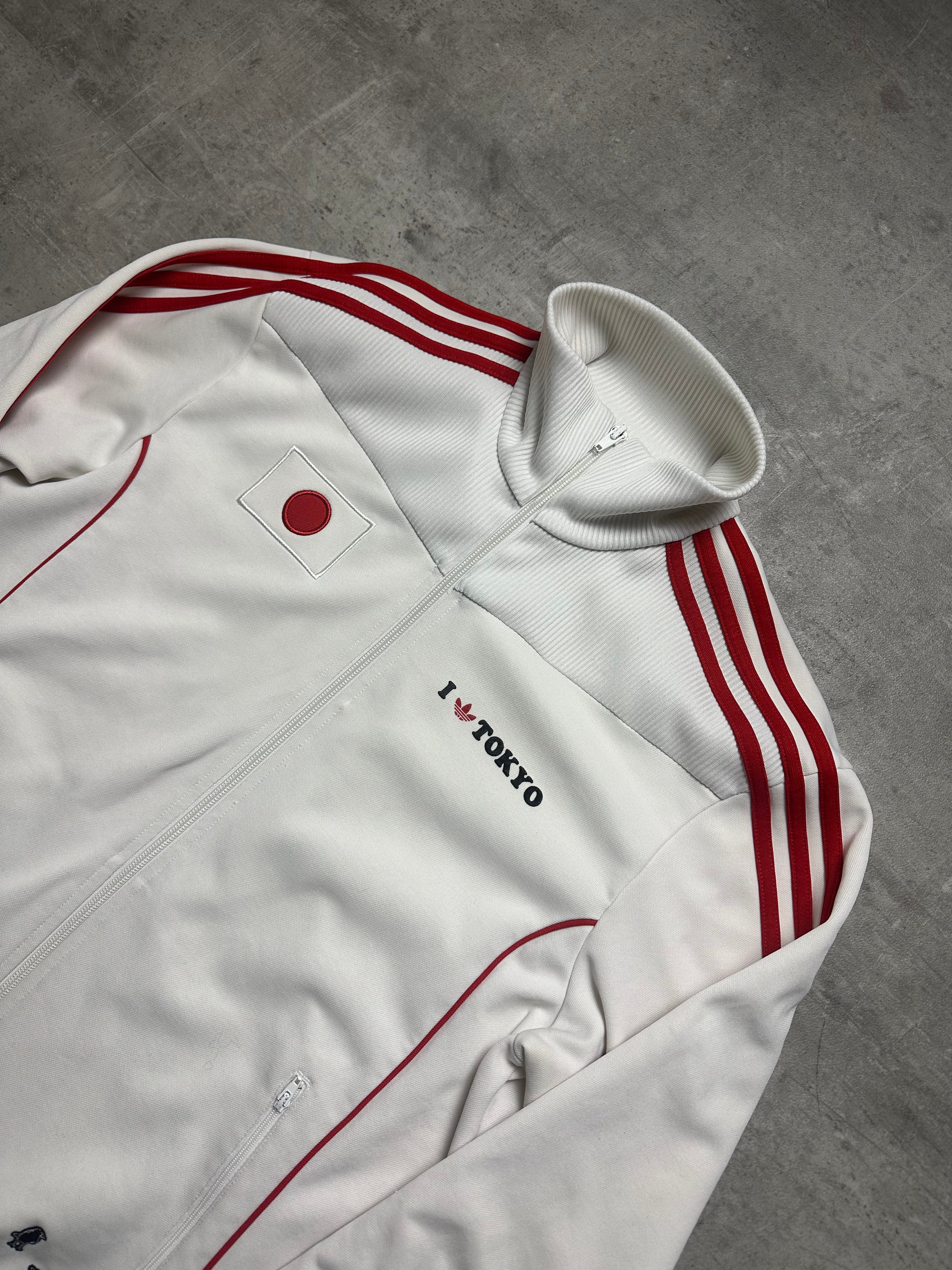 WHITE/RED VINTAGE ADIDAS I LOVE TOKYO TRACKJACKET VERY RARE - 2000s - M/L