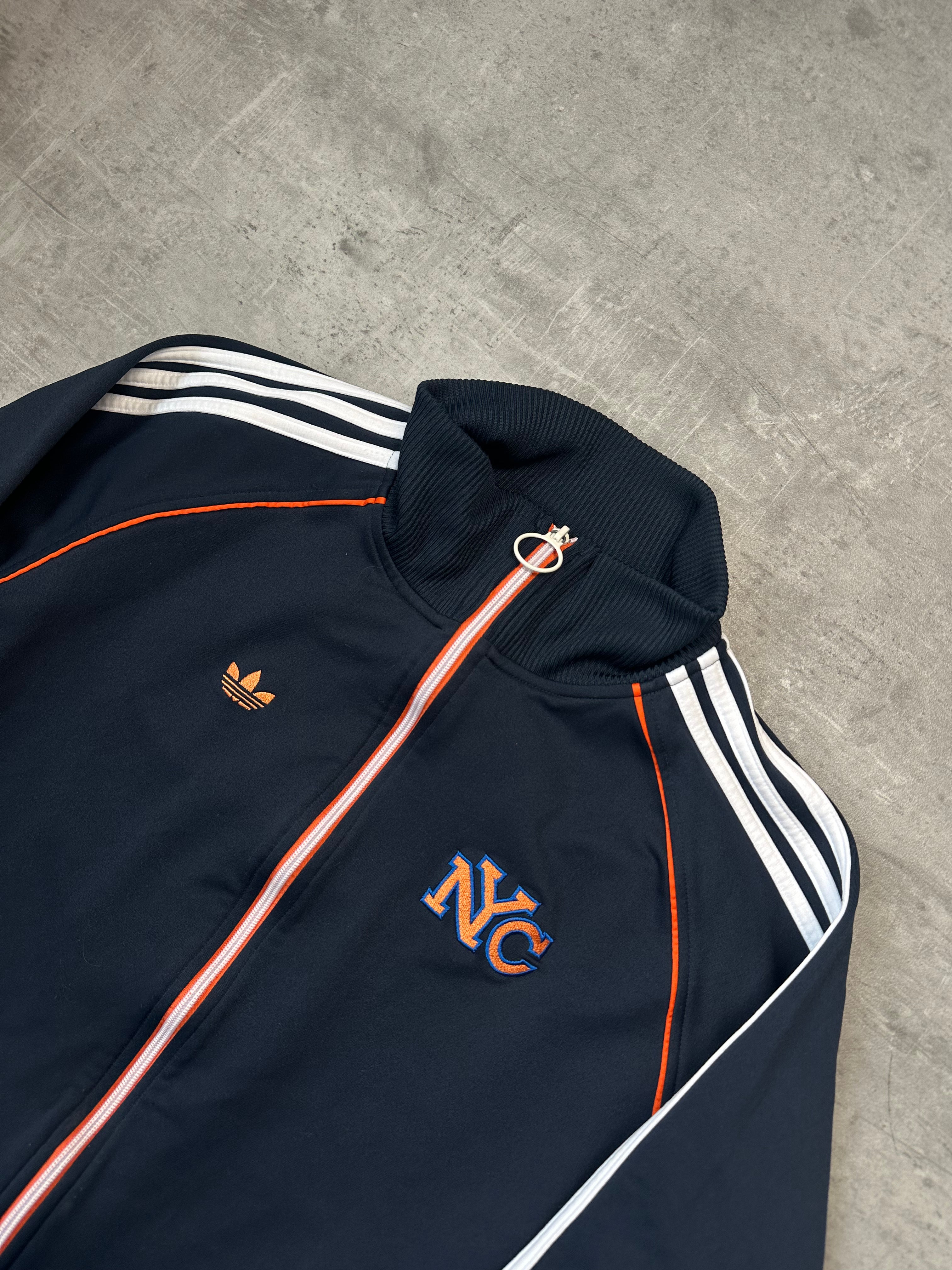 NAVY/ORANGE VINTAGE ADIDAS NEW YORK TRACK JACKET VERY RARE - 2000s - L/XL