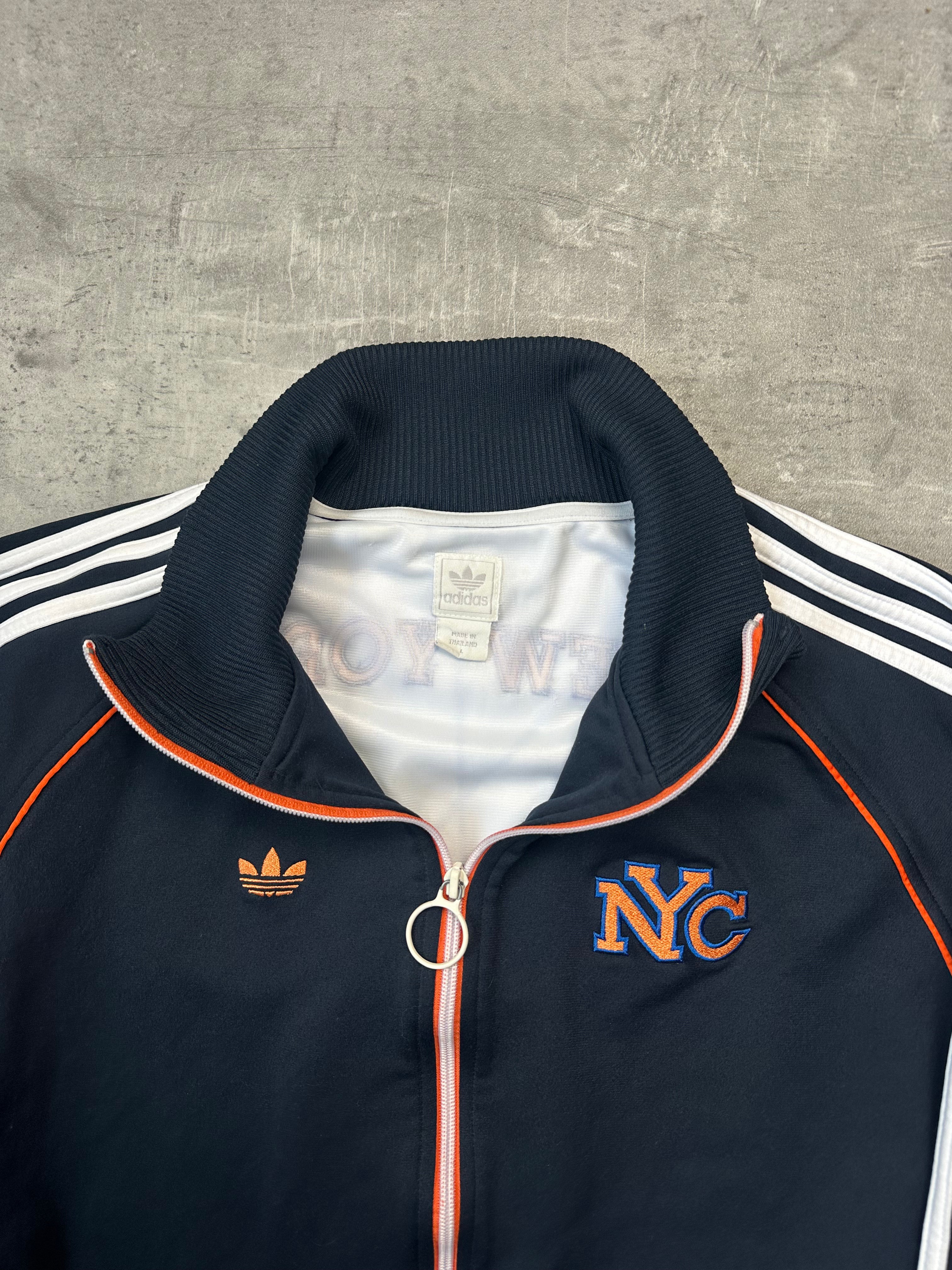 NAVY/ORANGE VINTAGE ADIDAS NEW YORK TRACK JACKET VERY RARE - 2000s - L/XL