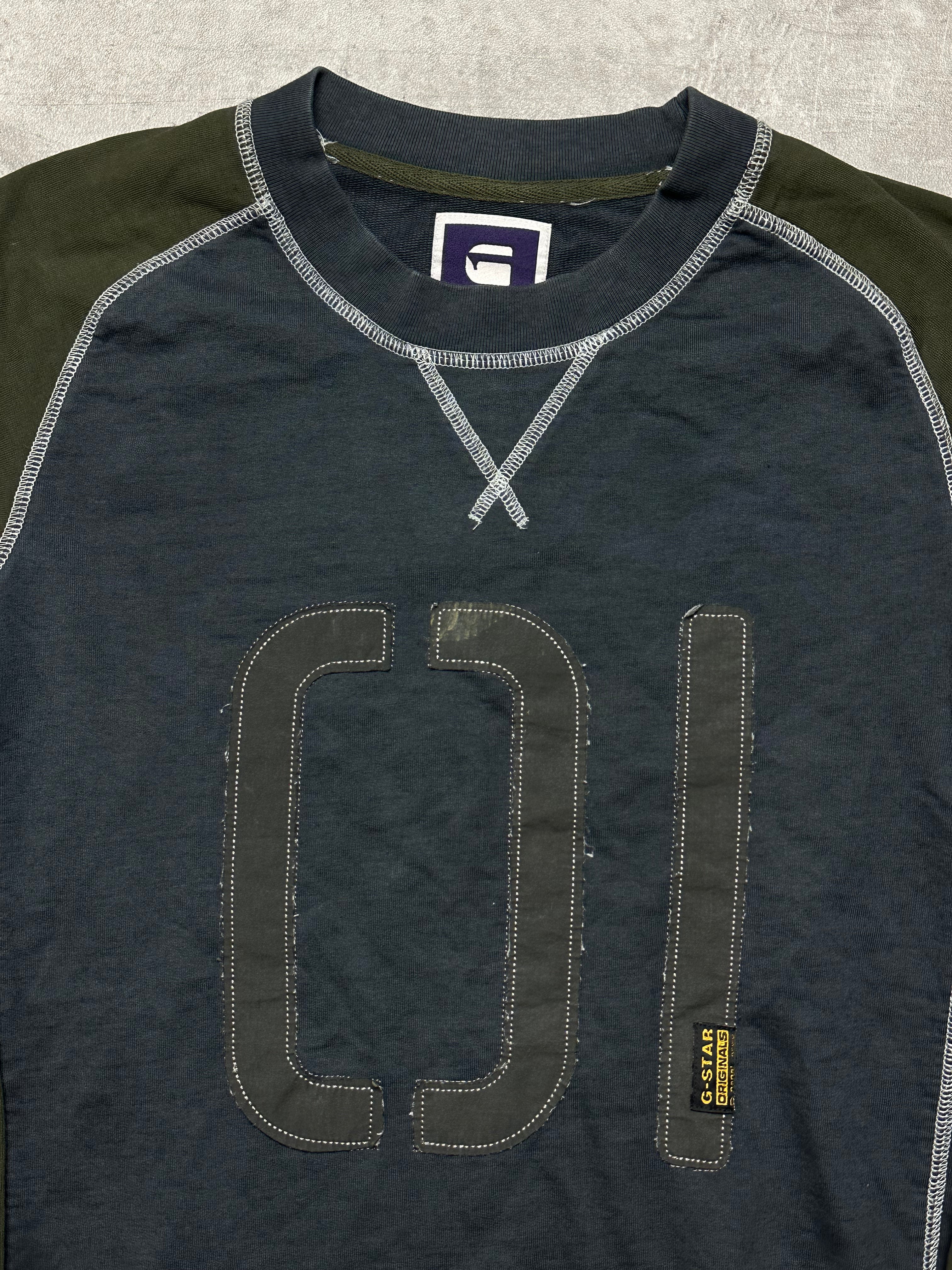 KHAKI VINTAGE G-STAR RAW KNIT PULLOVER RARE - 2000s - M/L